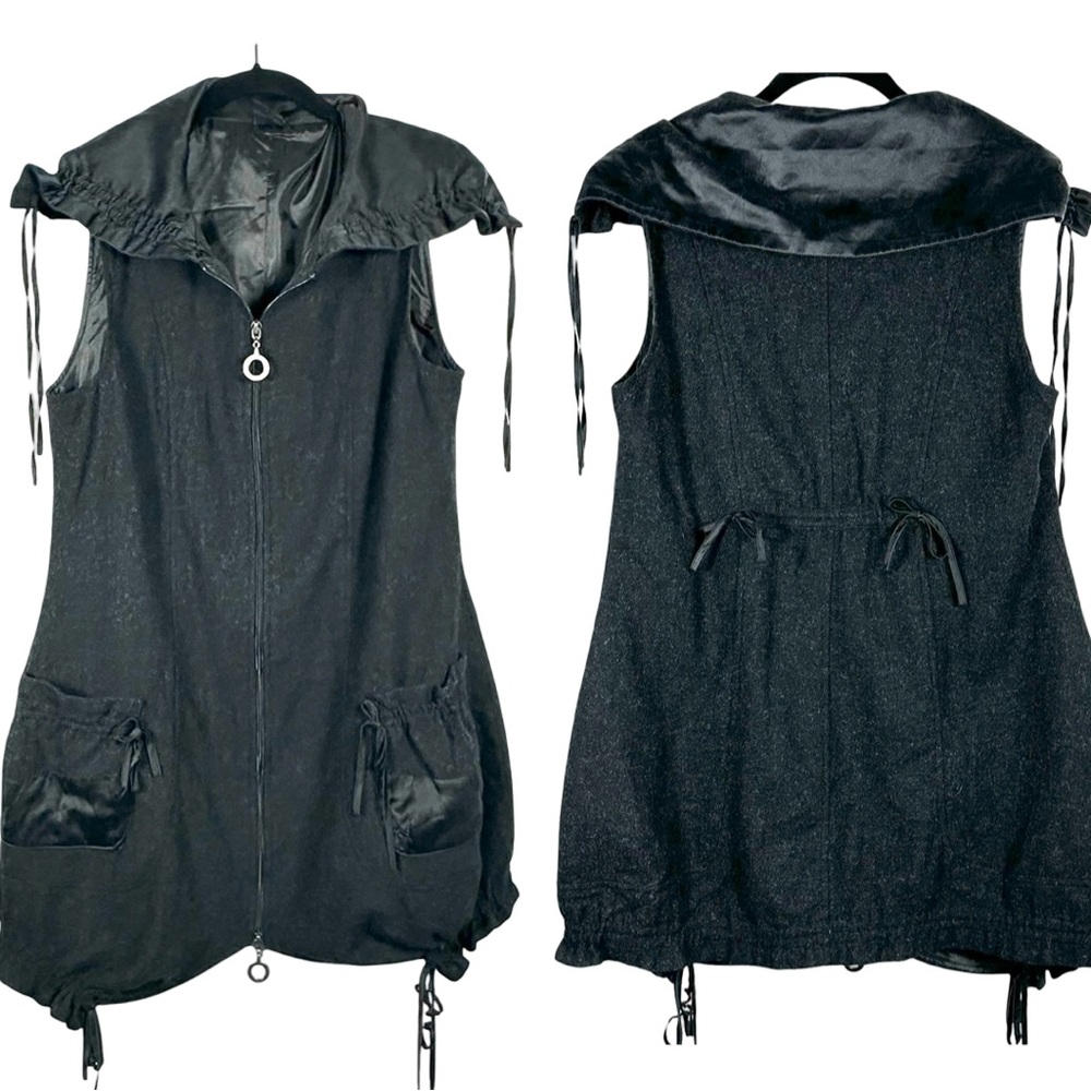 CoVelo Clothing Black Wool Silk Sleeveless Fashion Topper Vest Jacket Size 8